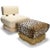 Textile Leopard Flocked Velvet and Ostrich Fluff Ottoman by Egg Designs For Sale - Image 7 of 8