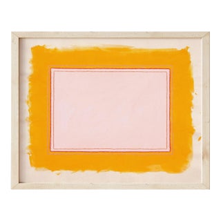 Marigold Yellow & Pink Abstract Minimalist Art Print, 16 X 20 Print in Wood Frame For Sale