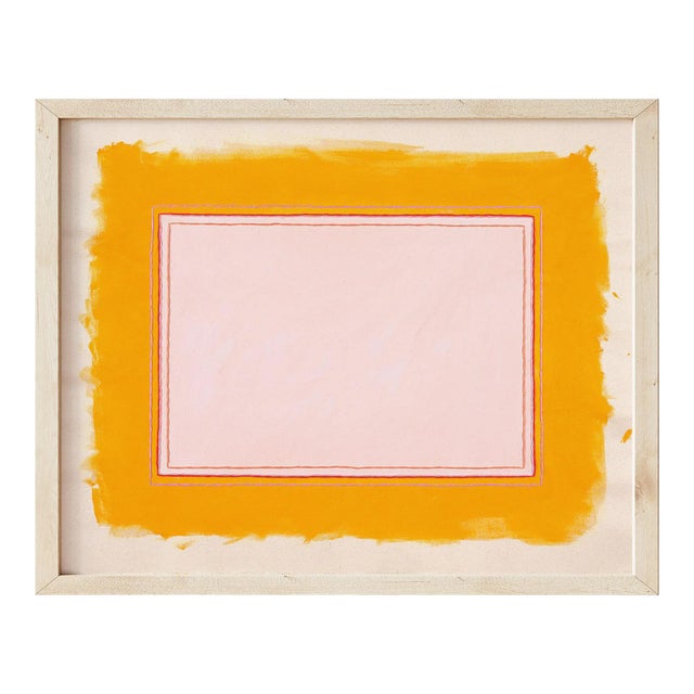 Marigold Yellow & Pink Abstract Minimalist Art Print, 16 X 20 Print in Wood Frame For Sale