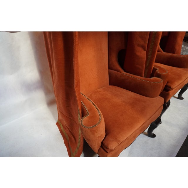 Late 20th Century Pair of Tall Baldachin Wingback King Chairs For Sale - Image 14 of 18