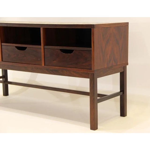 Severin Hansen Vintage Rosewood & Porcelain Dresser and Mirror by Severin Hansen for Haslev Møbelsnedkeri, Set of 2 For Sale - Image 4 of 15