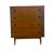 This mid-century modern tallboy chest features a rich wood grain finish across four spacious stacked drawers with clean...