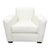 Pearl White Leather Club Armchair With Curving Arms For Sale