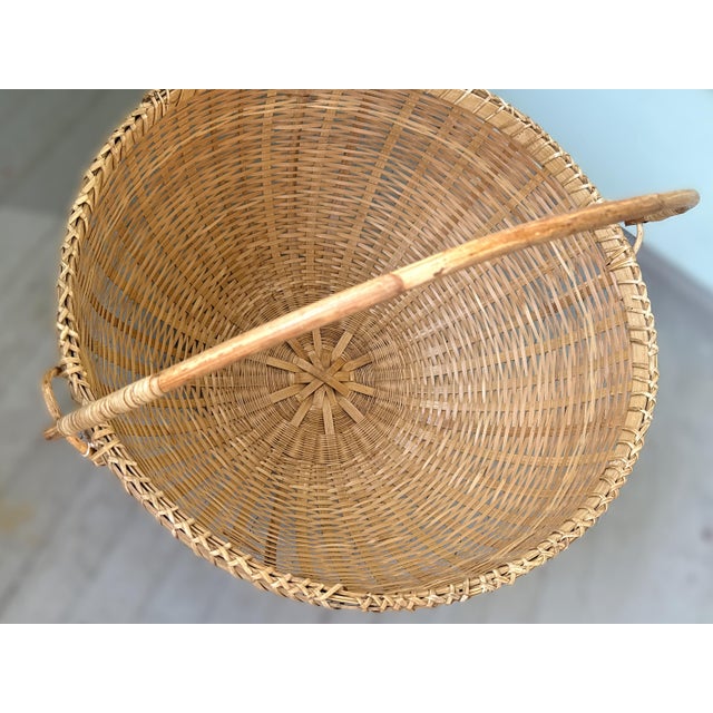 Vintage Chinese Large Winnowing Basket With Handle For Sale - Image 4 of 8
