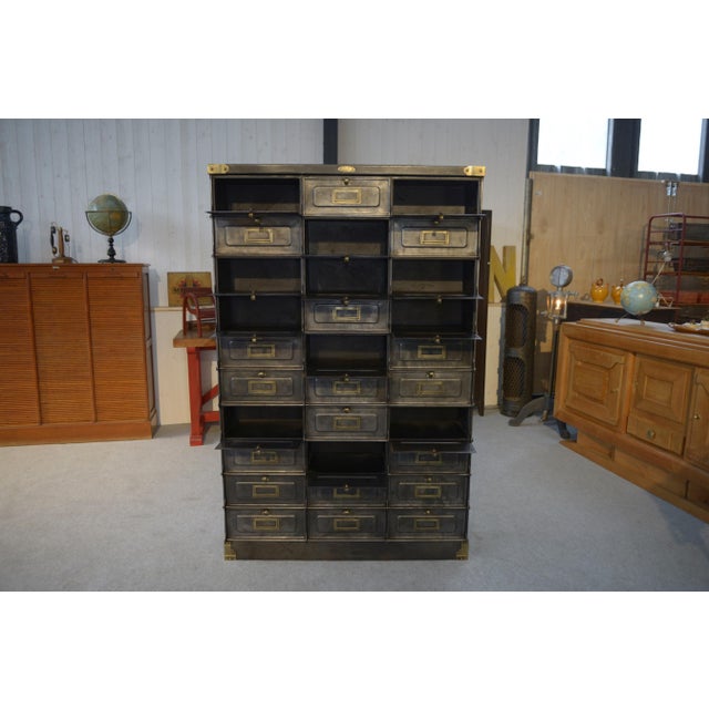 Industrial French Strafor Flap Cabinet, 1920s For Sale - Image 3 of 12