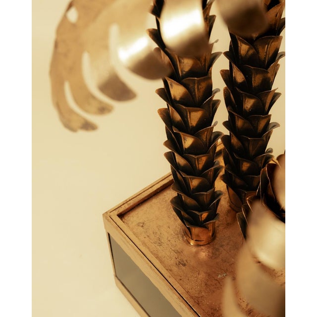Mid-Century Modern Triple Golden Palm Lamp from Maison Jansen For Sale - Image 3 of 4