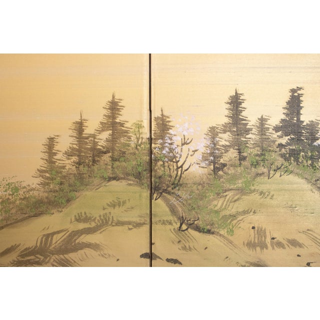 1960s Shōwa Era Japanese Byobu Screen, "Spring Landscape" For Sale - Image 4 of 18