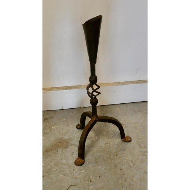 Metal Gothic Candle Sticks in Wrought Iron, 1960, Set of 2 For Sale - Image 7 of 8