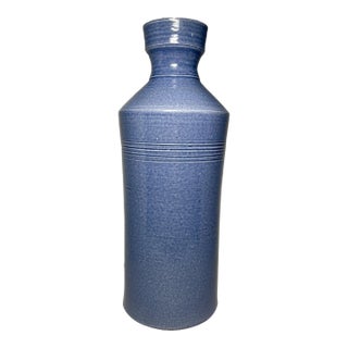 1990s Rockdale Union Stoneware Pottery Vase for Ethan Allen Blue Glaze Rus For Sale
