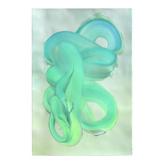 Avp_1534 - Expressive Blue and Green Abstract Contemporary Original Arwork by Alex Voinea For Sale