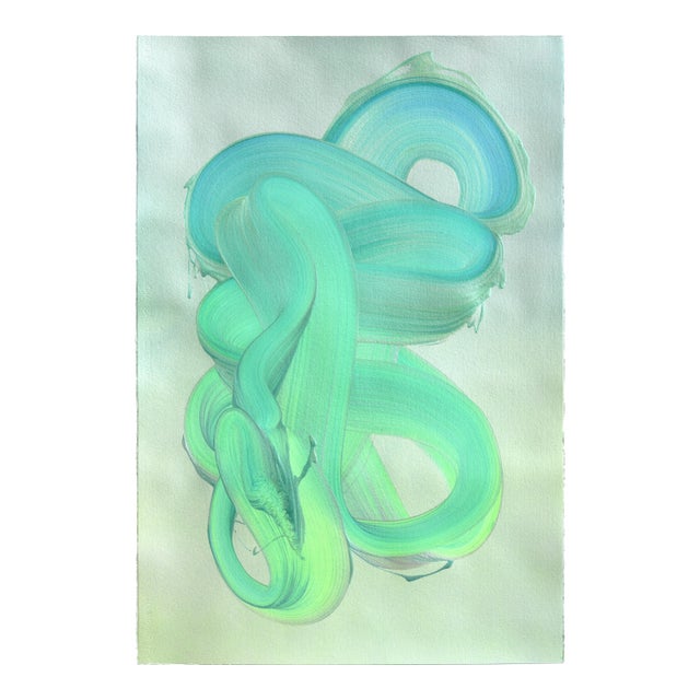 Avp_1534 - Expressive Blue and Green Abstract Contemporary Original Arwork by Alex Voinea For Sale