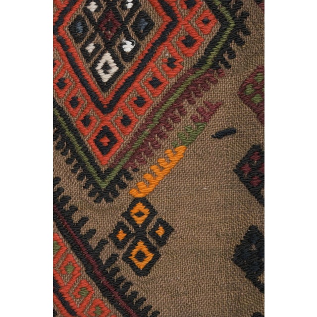 1980s Vintage Turkish Kilim Flat Weave Area Rug 5'3'' X 6'1'' For Sale - Image 9 of 13