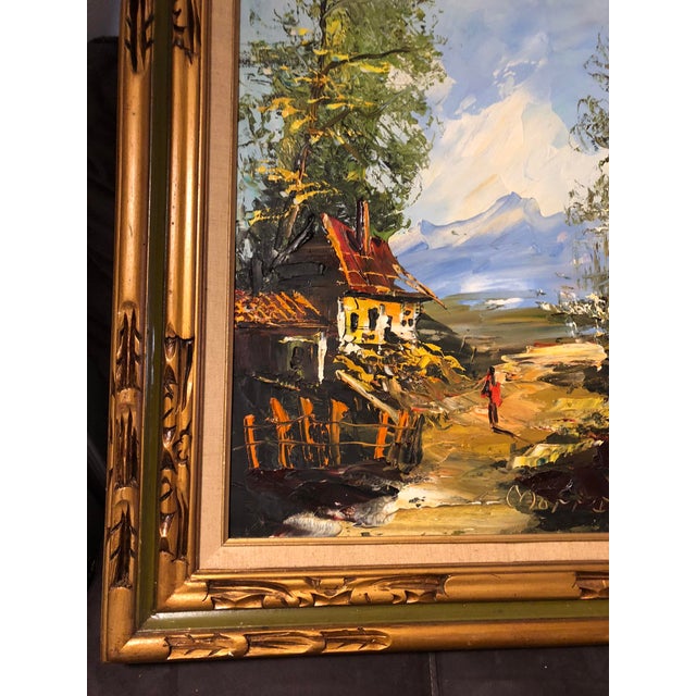 1997 Impasto Alpine Cabin Mountain Landscape Oil Painting by Morris Katz For Sale In New York - Image 6 of 11