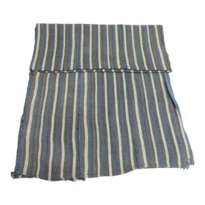 Vintage Blue and Natural Stripes Woven Cotton African Textile Panel