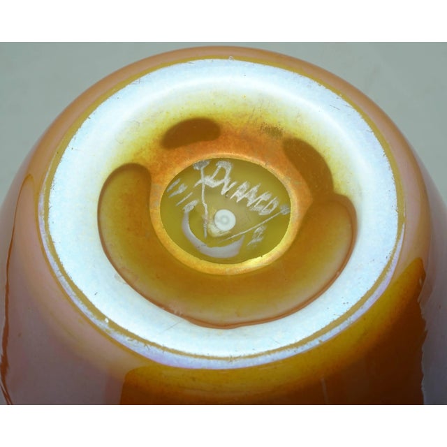 Durand Durand Irredescent Art Deco Orange and Gold Glass Vase For Sale - Image 4 of 6