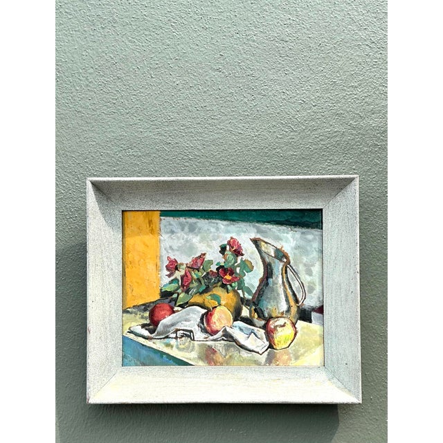 Mid 20th Century Vintage Original Still Life Oil on Board For Sale - Image 5 of 12