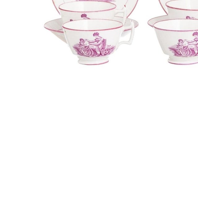 Porcelain Teacups and Saucers, 19th Century, Set of 12 For Sale - Image 3 of 6