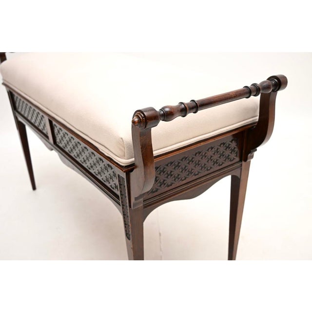 Antique Victorian Duet Piano Stool attributed to James Shoolbred, 1880 For Sale - Image 10 of 11