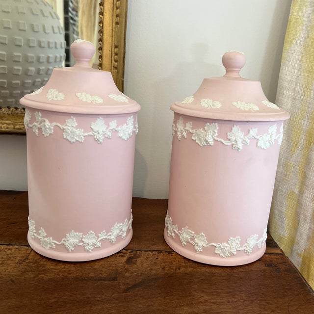 Rare vintage Italian neoclassical style jasperware in pretty pink.
