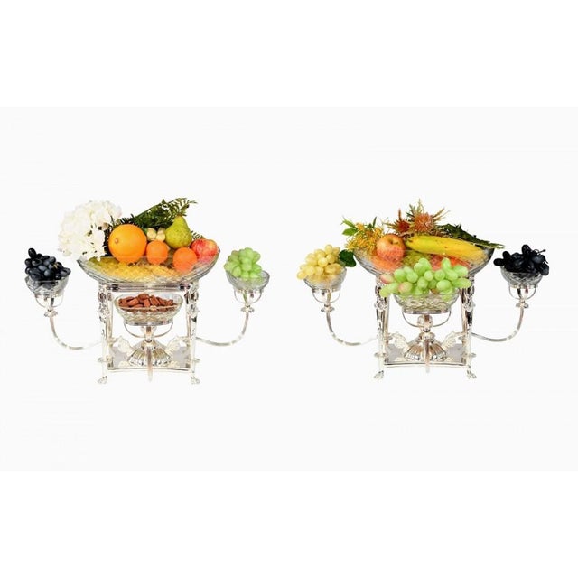 Silver Plate and Glass Serving Bowls, Set of 2 For Sale - Image 5 of 14