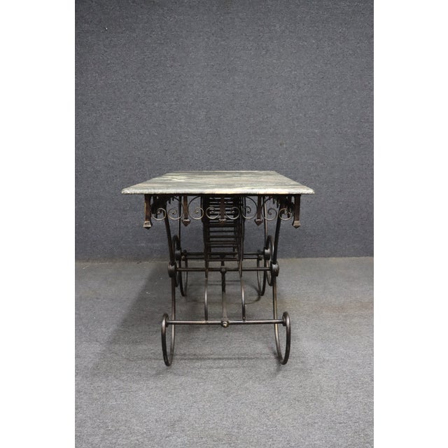 French Style Wrought Iron Pastry Table With Quartzite Top For Sale - Image 9 of 11