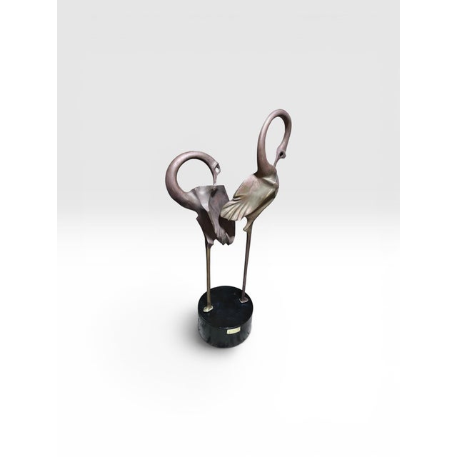 1980s Monumental Signed Somchai Hattakitkosol Bronze Flamingo Sculpture, 56” High For Sale In West Palm - Image 6 of 10
