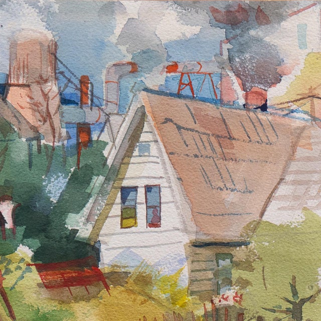 'Urban Neighborhood' by G. O. Heyder, 1968, Mid-Century American School, Industrial For Sale - Image 4 of 8