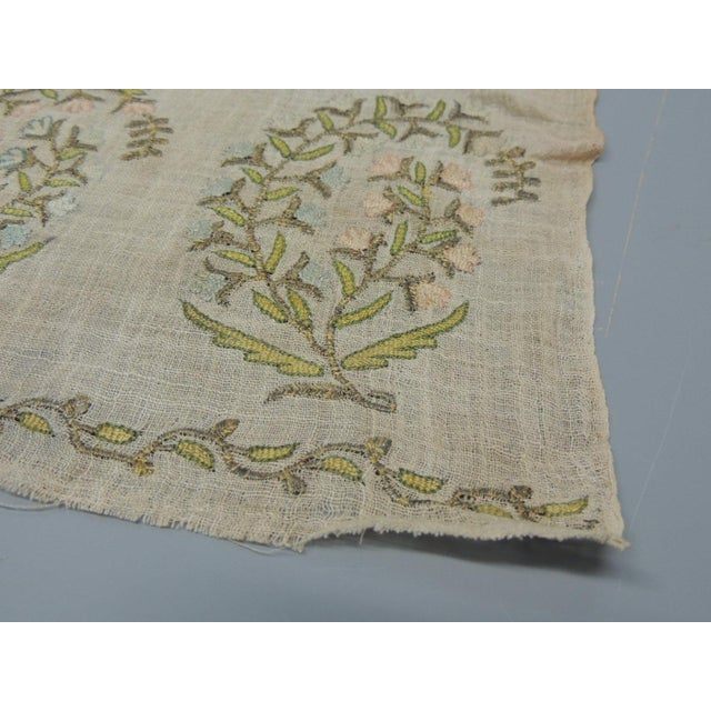 Boho Chic Antique Green and Pink Paisley Embroidered Textile For Sale - Image 3 of 5
