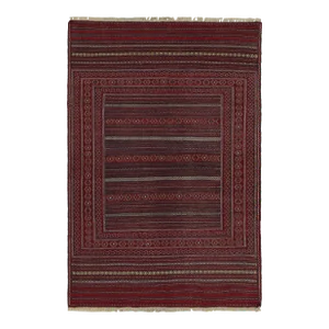 1950s Vintage Baluch Tribal Kilim With Red & Blue Geometric Patterns, From Rug & Kilim