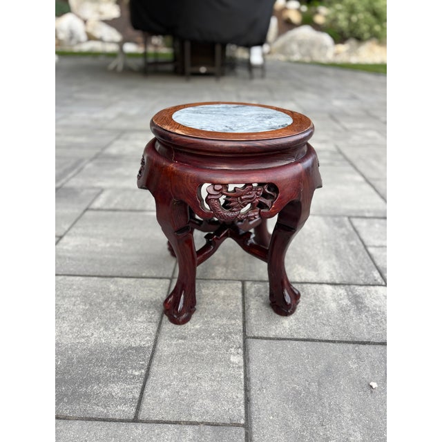 Chinese Antique Chinese Carved Rosewood Plant Stand For Sale - Image 3 of 6