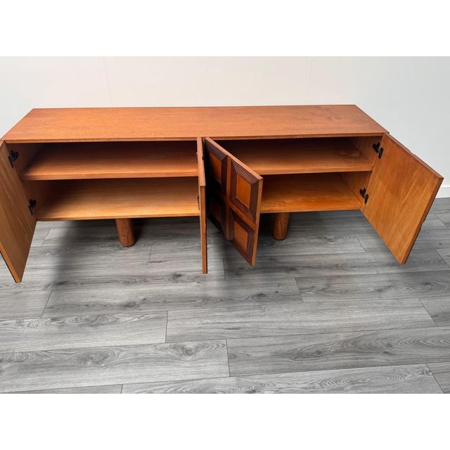 Large Vintage Italian Four Doors Geomagnetic Design Credenza, 1965 For Sale - Image 6 of 9
