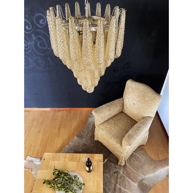Italian Amber Murano Glass Chandelier with 52 Drop Petals, 1990s For Sale - Image 4 of 18