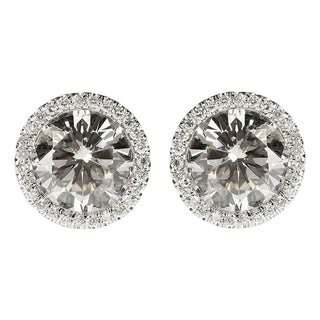 Late 20th Century Pair of Platinum Diamond Studs For Sale