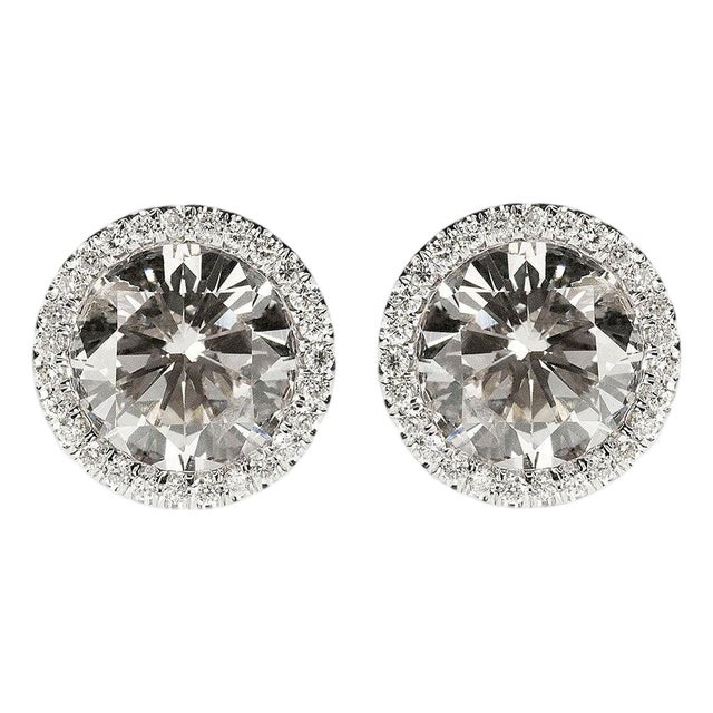 Late 20th Century Pair of Platinum Diamond Studs For Sale