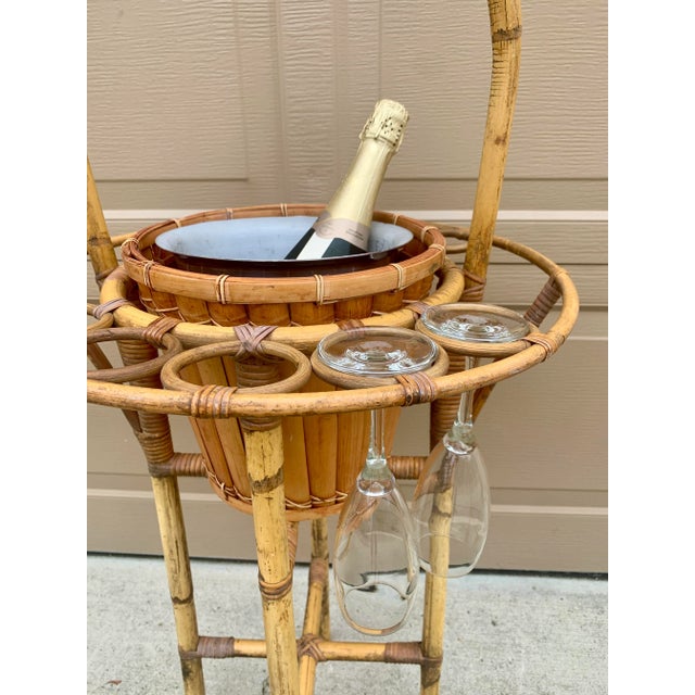Mid-Century Rattan and Bamboo Champagne Butler Stand For Sale - Image 13 of 13