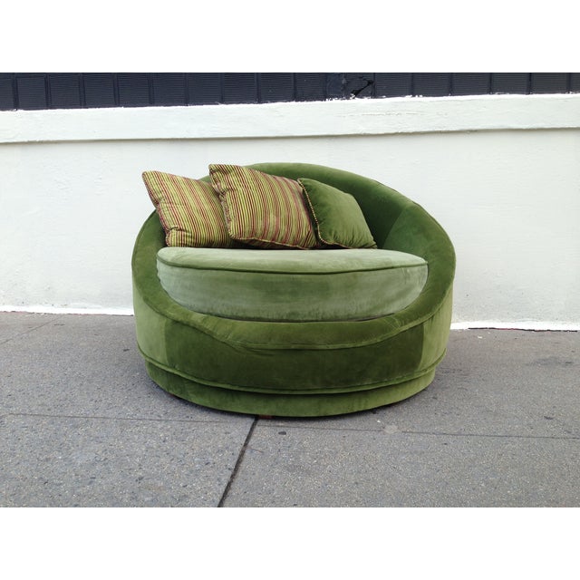 Milo Baughman Emerald Green Swivel Loveseat Chairish