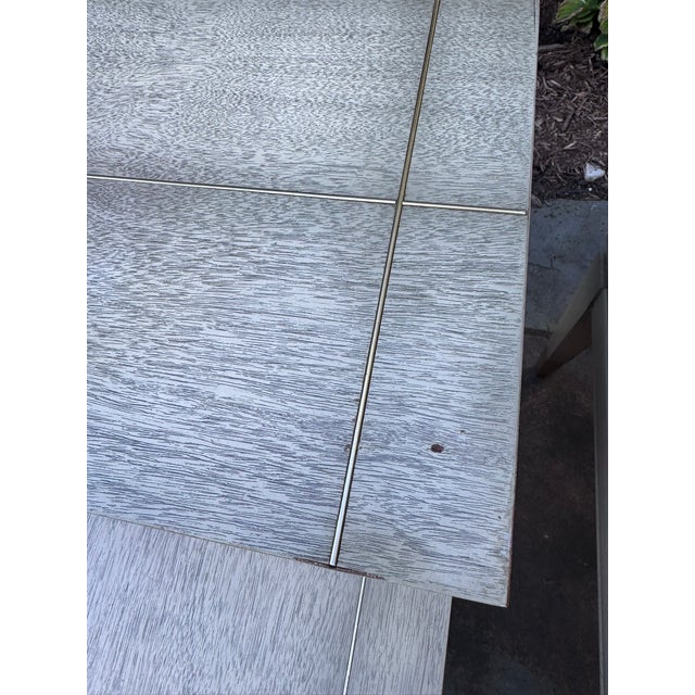 Gray Pair of 1958 Lane Mid-Century Modern Two-Tier Step End Tables With Brass Sabots For Sale - Image 8 of 15
