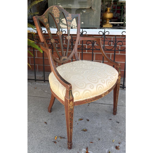 Antique Hepplewhite Painted Open Armchair - 1 of 2 For Sale - Image 4 of 6
