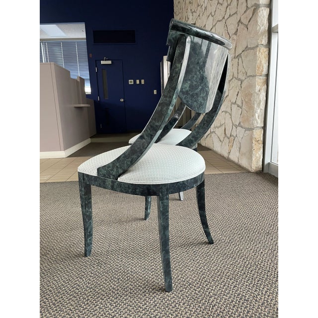 Late 20th Century Vintage Lacquered Wood Italian Hollywood Regency Dining Chairs by Pietro Costantini - A Pair For Sale - Image 5 of 13