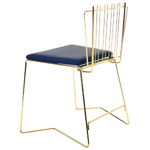 Pr03 Custom Brass Folding Chair Faux Leather Royal Blue