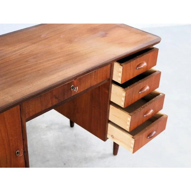 Brown Vintage Danish Teak Desk, 1960s For Sale - Image 8 of 11
