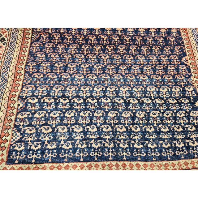 19th Century Persian Kurdish Gallery Rug, Hand-Knotted Wool, Allover Paisley Pattern, Navy & Terracotta, 6' X 15' For Sale - Image 14 of 18