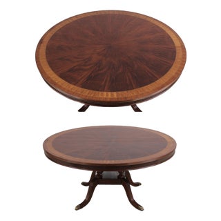 Round Large Banded Mahogany Inlaid Dining Table For Sale