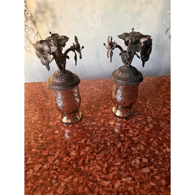 Late 19th Century 19th Century Mercury Glass and Floral Mantle Ornaments For Sale - Image 5 of 5