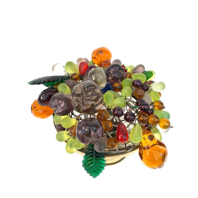 Art Nouveau Early 20th Century Czech Art Glass Figural Fruit Basket and Flower Bowl Table/Accent Lamp For Sale - Image 3 of 6