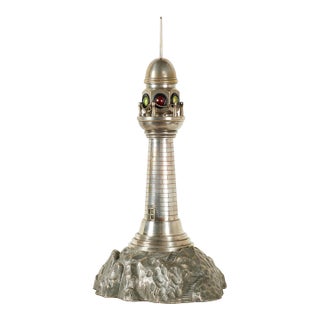 Antique Lighthouse Sculpture or Model With Light For Sale