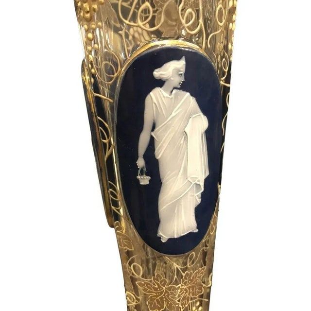 Traditional 19th C. Bohemian Cut & Enameled Vase For Sale - Image 3 of 7