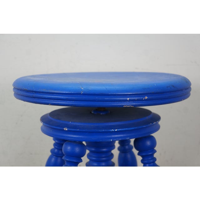 Antique Victorian H Holtzman & Sons Blue Piano Stool Glass Ball & Claw 19" For Sale - Image 4 of 18