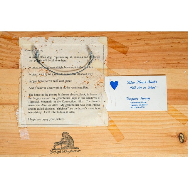 Vintage Folk Art Oil Painting Wood Board New England Coast Scene Country Home Decor For Sale - Image 17 of 17