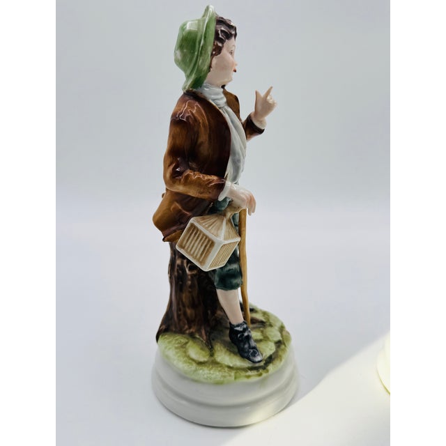 Vintage Lefton Porcelain Figurines Boy and Girl With Doves and Holding Bird Cages #Kw4045 For Sale - Image 11 of 14